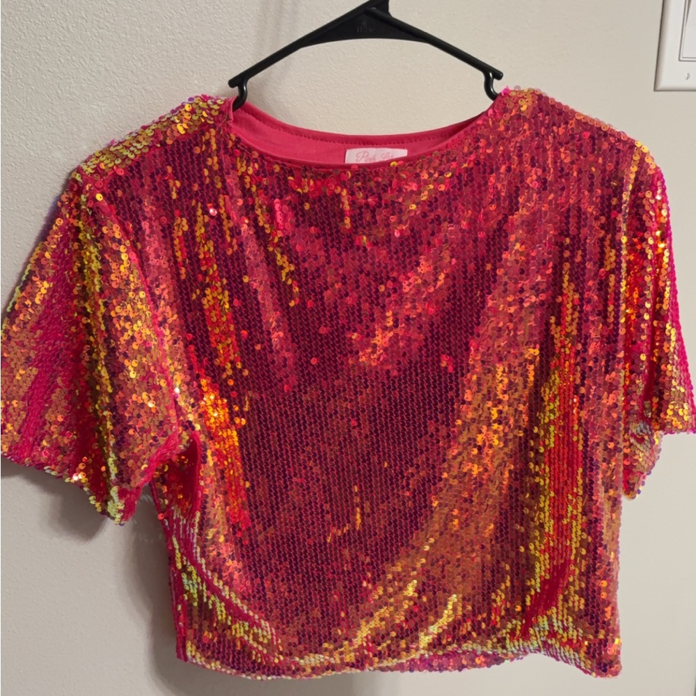 Sequin Pink Crop Top